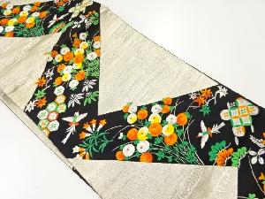アンティーク　花鳥に古典柄模様織出し袋帯（材料）